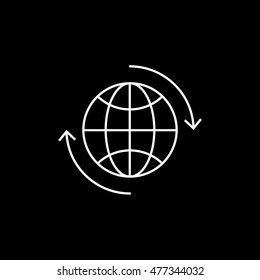Network Line Icon On Black Background