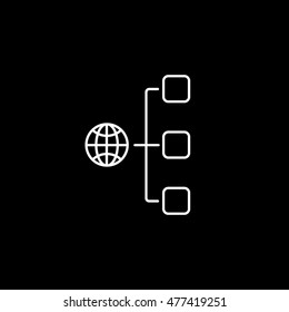Network Line Icon On Black Background