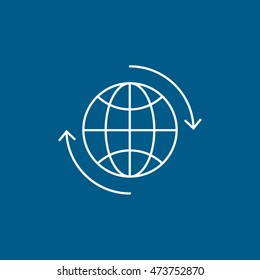 Network Line Icon On Blue Background