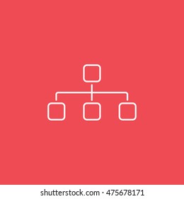 Network Line Icon On Red Background