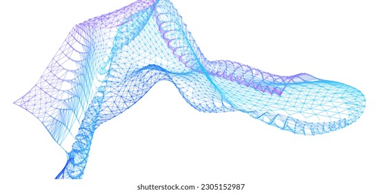 Network lines. Net wave information flow. Scientific paradigm solutions future. Forward vision progress. Big data cells deep development analysis foresight conference background banner. Screen back.