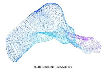 Network lines. Net wave information flow. Scientific paradigm solutions future. Forward vision progress. Big data cells deep development analysis foresight conference background banner. Screen back.