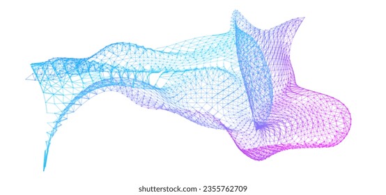 Network lines. Net wave information flow. Scientific paradigm solutions future. Forward vision progress. Big data cells deep development analysis foresight conference background banner. Screen back.