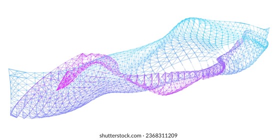 Network lines. Net wave information flow. Scientific paradigm solutions future. Forward vision progress. Big data cells deep development analysis foresight conference background banner. Screen back.