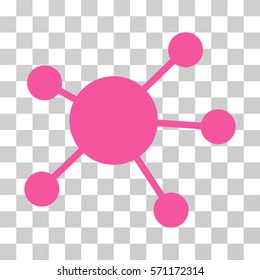 Network Links icon. Vector illustration style is flat iconic symbol, pink color, transparent background. Designed for web and software interfaces.