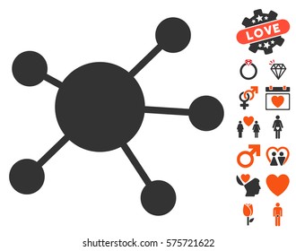 Network Links pictograph with bonus decorative design elements. Vector illustration style is flat iconic elements for web design, app user interfaces.