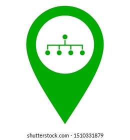 Network and location pin on white