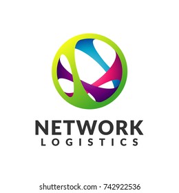 Network logistic company vector logo. Web, Digital, Speed, Marketing, Network icon. Technology logo. Technology Icon. Tech logo. Network Icon. Communication, union sign.