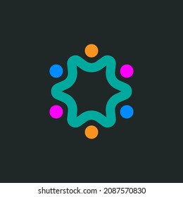 Network Logo. Business Abstract Icon. Communication Sign. Group Of People. Teamwork Concept. Vector Modern Illustration. Networking Icon