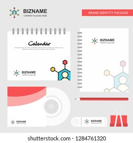 Network Logo, Calendar Template, CD Cover, Diary and USB Brand Stationary Package Design Vector Template