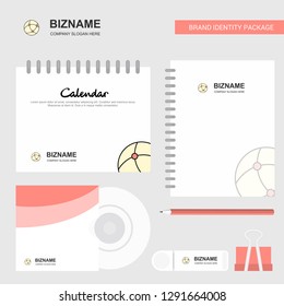 Network Logo, Calendar Template, CD Cover, Diary and USB Brand Stationary Package Design Vector Template