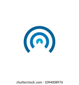 Network logo circle design, wireless logo with blue color.