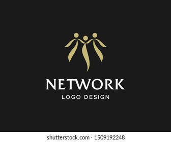 Network logo design. Simple line art logo vector. Flat style symbol.