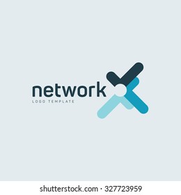 Network logo. Geometric branding logo. Abstract technology logo. Digital logo
