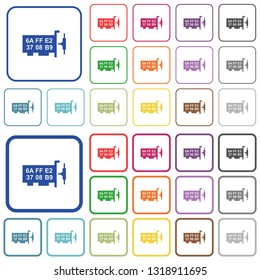 Network mac address color flat icons in rounded square frames. Thin and thick versions included.