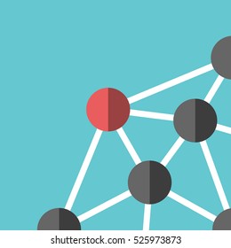 Network Of Many Spheres With Main Red One. Community, Business Partnership And Leadership Concept. Flat Design. EPS 8 Vector Illustration, No Transparency