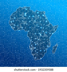 Network Map Of Africa. Continent Digital Connections Map. Technology, Internet, Network, Telecommunication Concept. Vector Illustration.