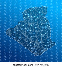 Network map of Algeria. Country digital connections map. Technology, internet, network, telecommunication concept. Vector illustration.