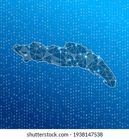 Network map of Anegada. Island digital connections map. Technology, internet, network, telecommunication concept. Vector illustration.