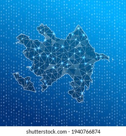 Network map of Azerbaijan. Country digital connections map. Technology, internet, network, telecommunication concept. Vector illustration.