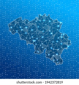 Network map of Belgium. Country digital connections map. Technology, internet, network, telecommunication concept. Vector illustration.