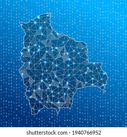 Network map of Bolivia. Country digital connections map. Technology, internet, network, telecommunication concept. Vector illustration.