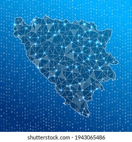 Network map of Bosnia. Country digital connections map. Technology, internet, network, telecommunication concept. Vector illustration.