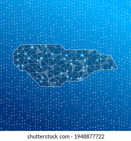 Mapa de red del arrecife de la isla de Buck. Mapa de conexiones digitales de la isla. Tecnología, internet, red, concepto de telecomunicaciones. Ilustración vectorial.
