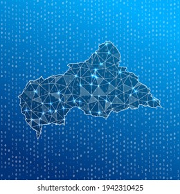 Network map of CAR. Country digital connections map. Technology, internet, network, telecommunication concept. Vector illustration.