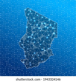 Network map of Chad. Country digital connections map. Technology, internet, network, telecommunication concept. Vector illustration.