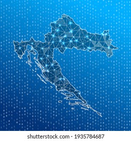 Network map of Croatia. Country digital connections map. Technology, internet, network, telecommunication concept. Vector illustration.