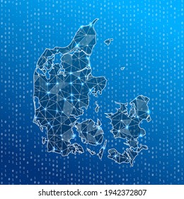 Network map of Denmark. Country digital connections map. Technology, internet, network, telecommunication concept. Vector illustration.