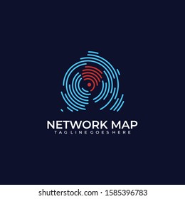 Network Map Design Illustration Vector Template. Suitable for Creative Industry, Multimedia, entertainment, Educations, Shop, and any related business