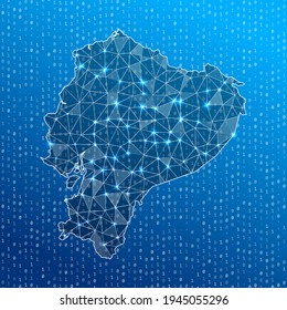 Network map of Ecuador. Country digital connections map. Technology, internet, network, telecommunication concept. Vector illustration.