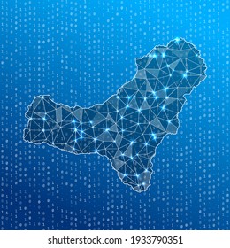 Network map of El Hierro. Island digital connections map. Technology, internet, network, telecommunication concept. Vector illustration.