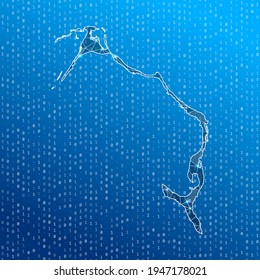 Network map of Eleuthera. Island digital connections map. Technology, internet, network, telecommunication concept. Vector illustration.