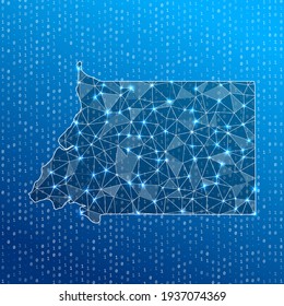 Network map of Equatorial Guinea. Country digital connections map. Technology, internet, network, telecommunication concept. Vector illustration.