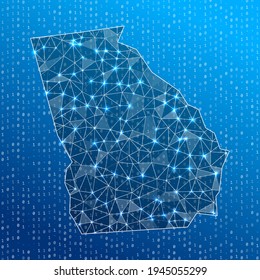 Network map of Georgia. Us state digital connections map. Technology, internet, network, telecommunication concept. Vector illustration.