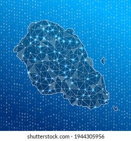 Network map of Graciosa. Island digital connections map. Technology, internet, network, telecommunication concept. Vector illustration.