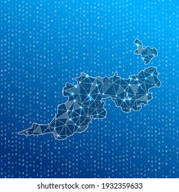 Network map of Guana Island. Island digital connections map. Technology, internet, network, telecommunication concept. Vector illustration.
