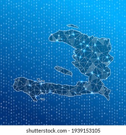 Network map of Haiti. Country digital connections map. Technology, internet, network, telecommunication concept. Vector illustration.