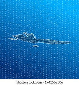 Network map of Hvar, Dalmatian Islands. Island digital connections map. Technology, internet, network, telecommunication concept. Vector illustration.
