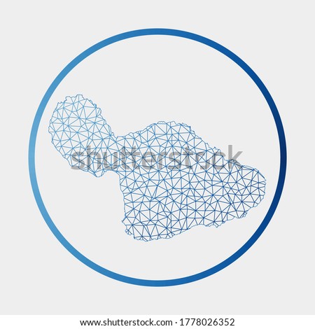 Network map of the island of Maui. Round Maui sign with a gradient ring. Technology, internet, network, telecommunication concept. Vector illustration.