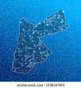 Network map of Jordan. Country digital connections map. Technology, internet, network, telecommunication concept. Vector illustration.