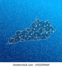 Network map of Kentucky. US state digital connections map. Technology, internet, network, telecommunication concept. Vector illustration.