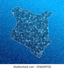 Network map of Kenya. Country digital connections map. Technology, internet, network, telecommunication concept. Vector illustration.
