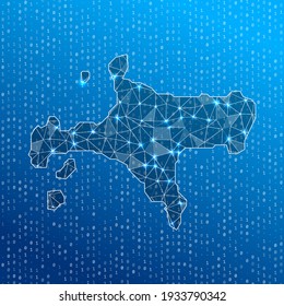Network map of Ko Mak. Island digital connections map. Technology, internet, network, telecommunication concept. Vector illustration.