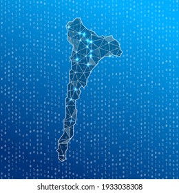 Network map of Ko Samet. Island digital connections map. Technology, internet, network, telecommunication concept. Vector illustration.