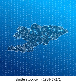 Network map of Kyrgyzstan. Country digital connections map. Technology, internet, network, telecommunication concept. Vector illustration.