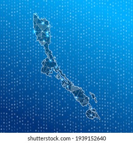 Mapa de red de Losinj. Mapa de conexiones digitales de la isla. Tecnología, internet, red, concepto de telecomunicaciones. Ilustración vectorial.